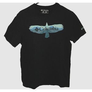 Columbia Navy Blue Mens Size L Neck Eagle Bird Logo Short Sleeve T-Shirt